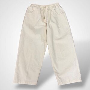 Sanca Wide-leg Capri Pants Elastic Waist Drawstring Pockets Women Size L (READ)